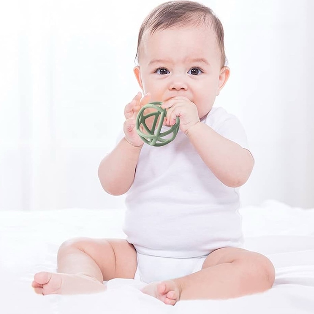 Topgomes Baby Teether Ball Toy, BPA Free Silicone Soft Ball Teether Baby Toy